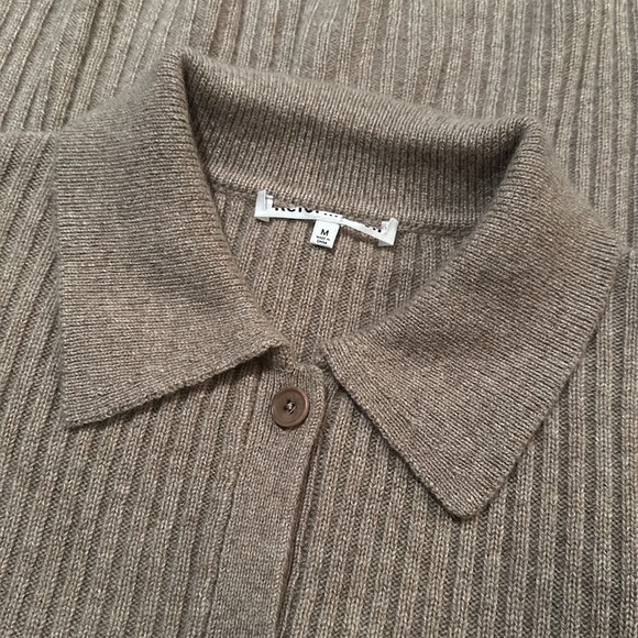 NEW Reformation Fantino Cashmere Collared Cardigan  in Oatmeal | size M - Picture 4 of 12